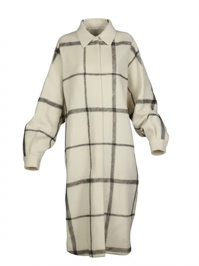 Valentino Check-pattern Oversized Coat In Neutral
