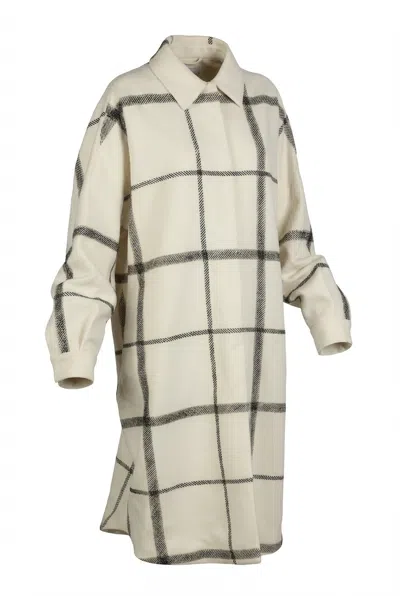 Valentino Check-pattern Oversized Coat In Neutral