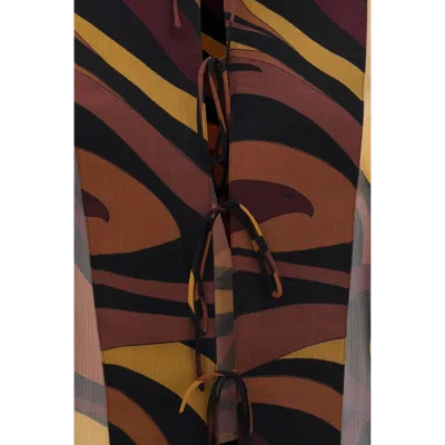Pucci Creponne Shirt In Marmo Print In Brown