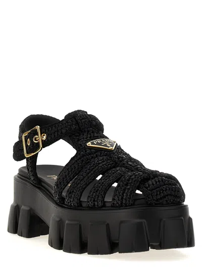 Prada Monolith Sandal In Black
