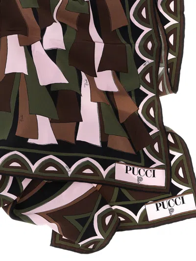 Pucci Mixed Print Silk Scarf In Black