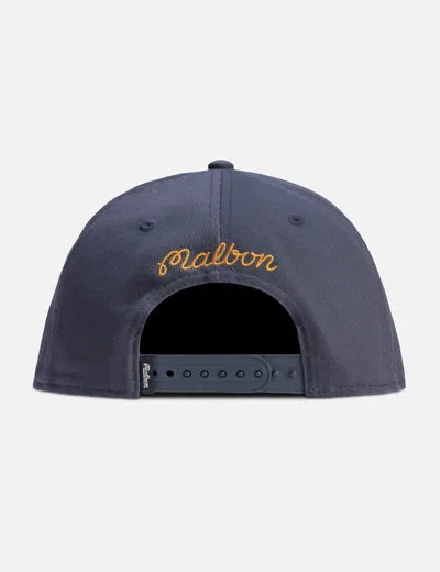Malbon M Script Snapback In Blue