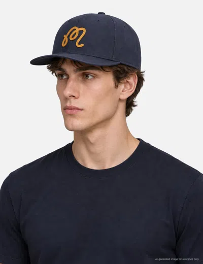 Malbon M Script Snapback In Blue