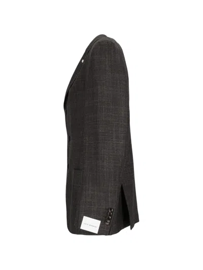 Luigi Bianchi Drop 7 Herringbone-pattern Blazer In Black