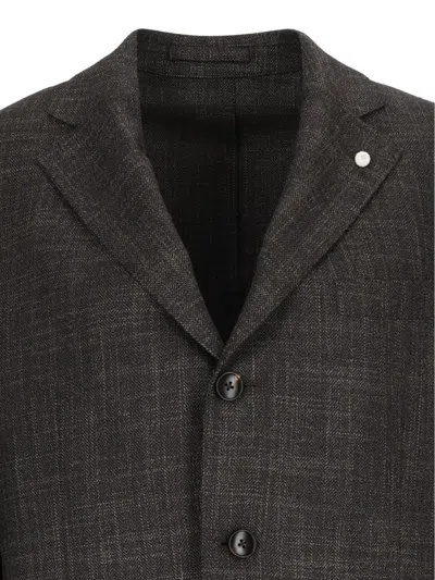 Luigi Bianchi Drop 7 Herringbone-pattern Blazer In Black