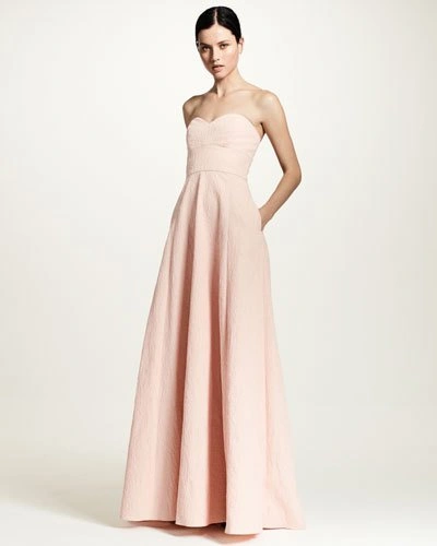 Lela Rose Strapless Sweetheart-neck Gown In Blush