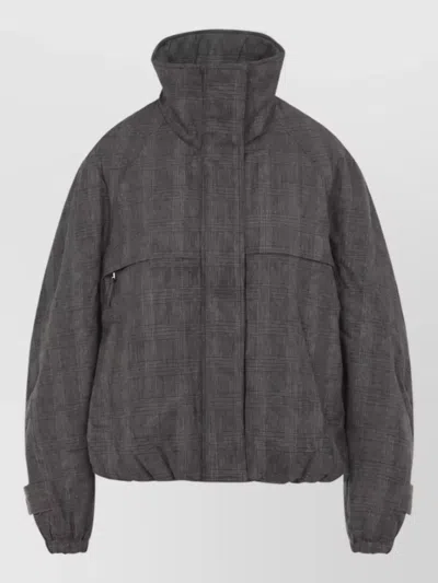 Acne Studios Checked Parka Coat In Gray