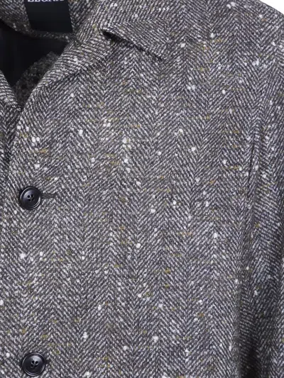Zegna Wool Regular Single Breasted Coat In Multi