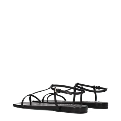 Jil Sander Women Black Sandals With Ankle Buckle Closure In Leather Woman In Black