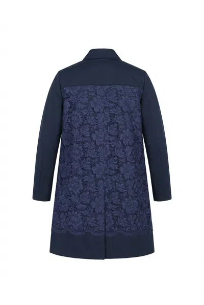 Valentino Lace-panel Coat In Blue