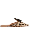 FIGUE Audrey leather-trimmed leopard-print calf hair slippers