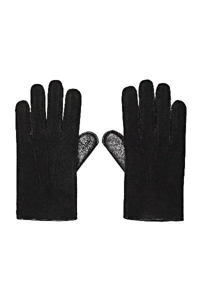 Massimo Dutti Luvas De Pele Combinadas In Black