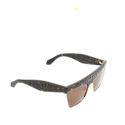 Alaïa Rectangular Acetate Sunglasses With Croc-effect Pattern In Brown