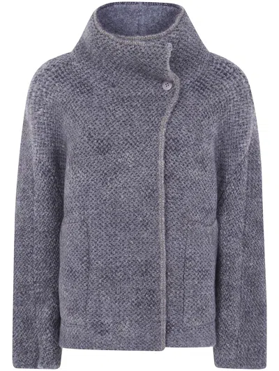 Boboutic Button-up Wool Jacket In Blue