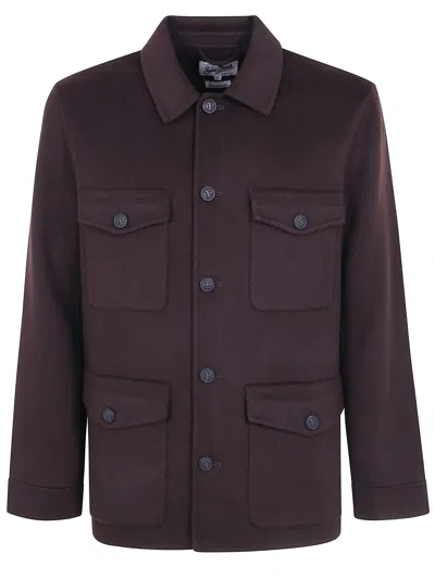 Mc2 Saint Barth Wool Single-breasted Coat In Brown