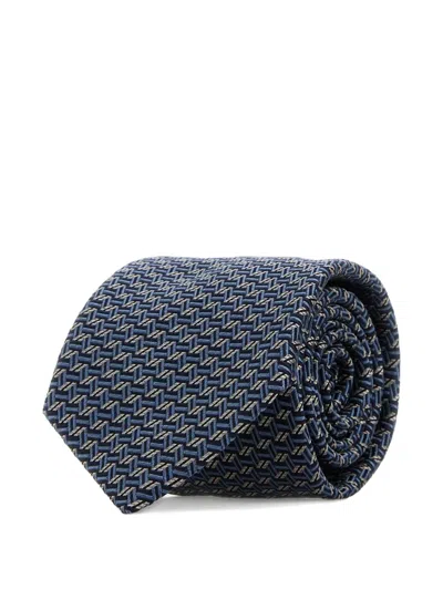 Brioni Patterned Silk Tie In Blue