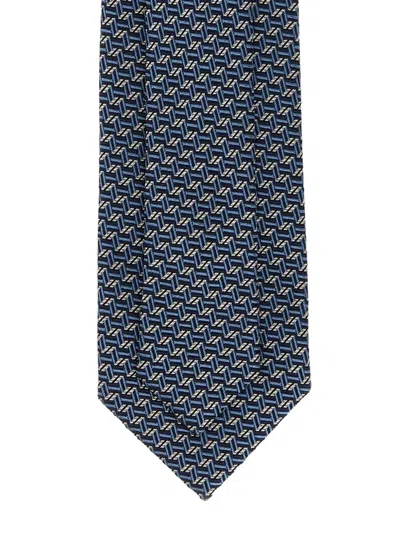 Brioni Patterned Silk Tie In Blue