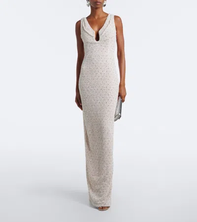 Rachel Gilbert Ruby Embellished Gown In White
