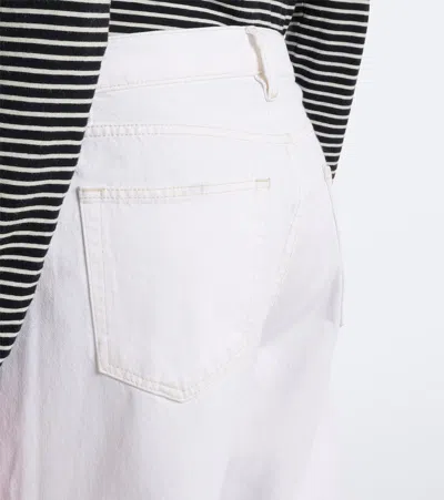 Frame Crossover Loose Wide-leg Jeans In White