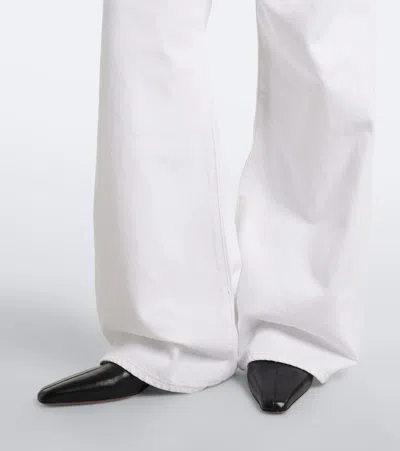 Frame Crossover Loose Wide-leg Jeans In White