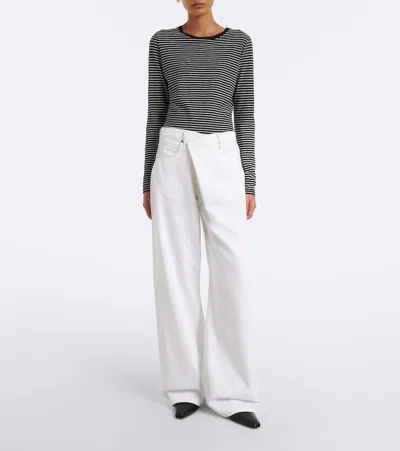 Frame Crossover Loose Wide-leg Jeans In White