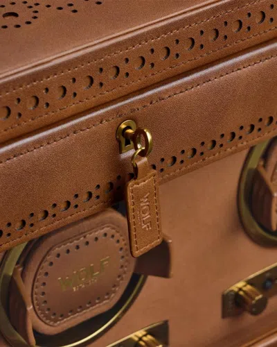 Wolf Brogue Double Watch Winder With Storage In Brown