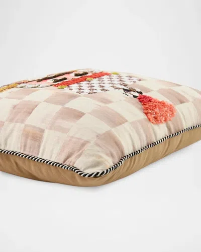 Mackenzie-childs Mocha Check Nutcracker Throw Pillow In Multi