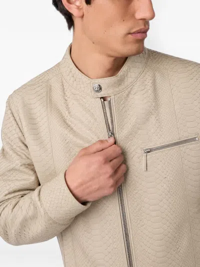 Billionaire Python-leather Jacket In Neutral