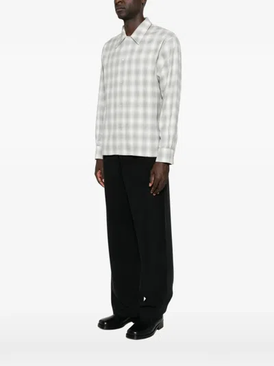 Second / Layer Checked Long-sleeve Shirt In Gray