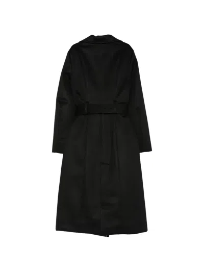 Norwegian Wool Belted Button-front Coat In Black