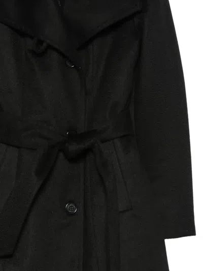Norwegian Wool Belted Button-front Coat In Black