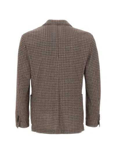 Manuel Ritz Checked Single-breasted Blazer In Brown