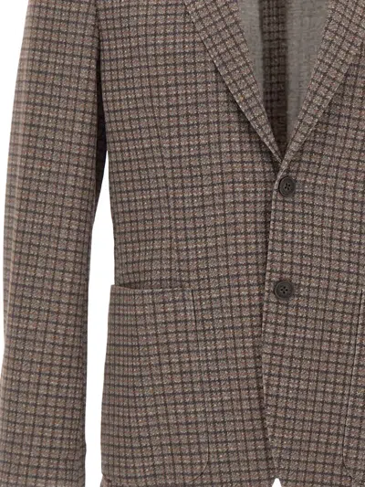 Manuel Ritz Checked Single-breasted Blazer In Brown