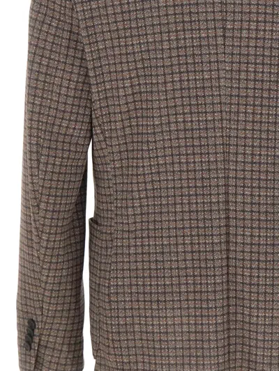 Manuel Ritz Checked Single-breasted Blazer In Brown