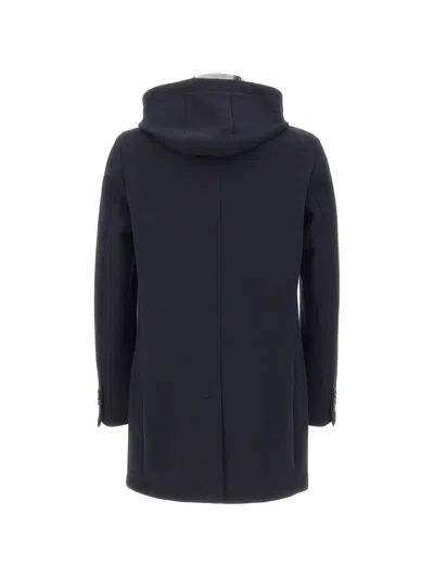 Manuel Ritz Drawstring-hood Bib-insert Coat In Blue