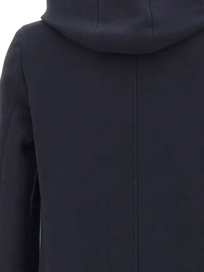 Manuel Ritz Drawstring-hood Bib-insert Coat In Blue
