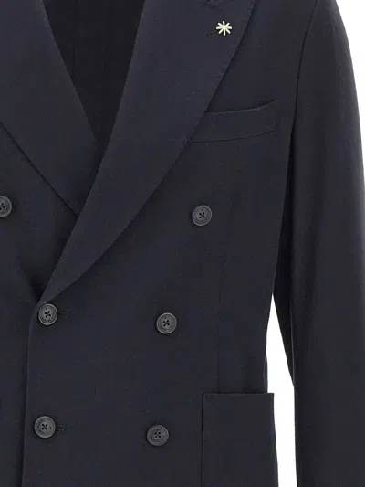 Manuel Ritz Double-breasted Blazer In Blue