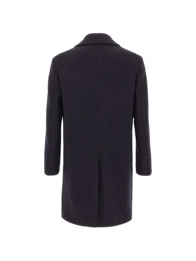 Manuel Ritz Double-breasted Peak-lapel Coat In Blue
