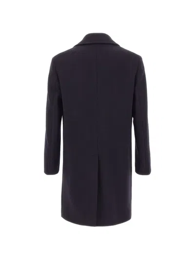Manuel Ritz Double-breasted Peak-lapel Coat In Blue
