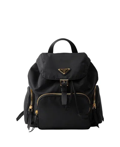 Prada Functional Backpack With Adjustable Straps And Pocket In Black