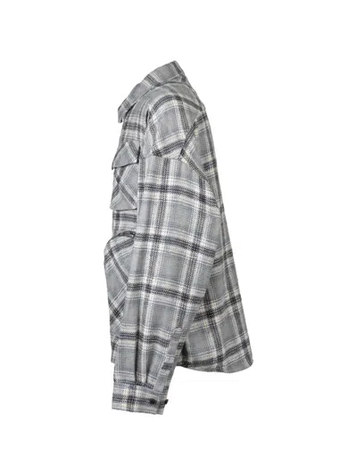 Breath Bdu Check-pattern Multi-pocket Shirt Jacket In Gray
