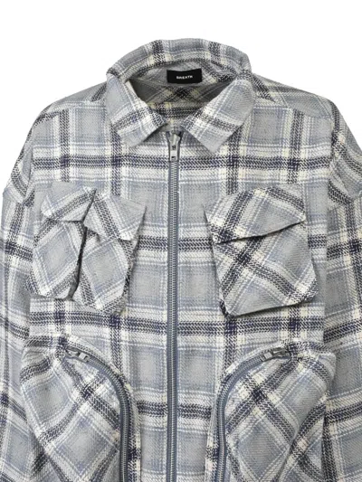 Breath Bdu Check-pattern Multi-pocket Shirt Jacket In Gray