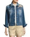 RED VALENTINO HUMMINGBIRD-PATCH DENIM JACKET