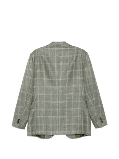 Cesare Attolini Check-pattern Blazer In Green