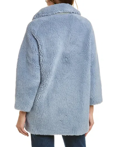La Fiorentina Oversized Wool-blend Teddy Coat In Blue