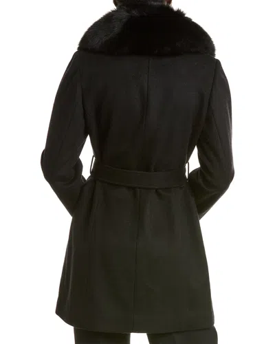 Sofia Cashmere Sofiacashmere Wool-blend Wrap Coat In Black