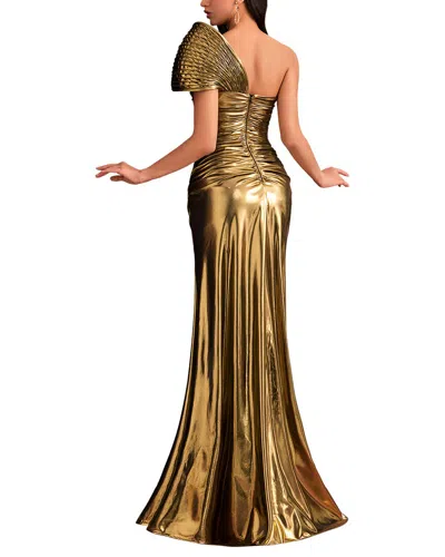 Vincent Solid Maxi Dress In Gold