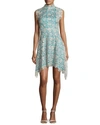CATHERINE DEANE IZZY SLEEVELESS FLORAL LACE FIT-AND-FLARE DRESS, SILVER/BLUE