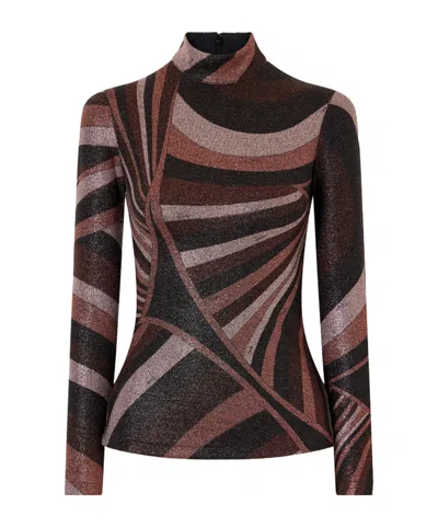 Pucci Printed Stretch-jersey Turtleneck Top In Multi