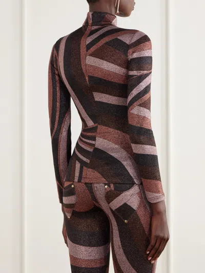 Pucci Printed Stretch-jersey Turtleneck Top In Multi